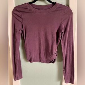 Vuori Long-Sleeve Coast Crop Crew, Women's Cotton Top, Mahogany, XS